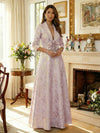 V Neck Jacquard Mother of the Bride Dresses with Flowers