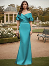 Off the Shoulder Satin Mother of the Bride Dresses with Sleeves