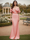 Off the Shoulder Satin Mother of the Bride Dresses with Sleeves
