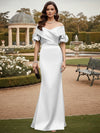Off the Shoulder Satin Mother of the Bride Dresses with Sleeves