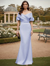 Off the Shoulder Satin Mother of the Bride Dresses with Sleeves