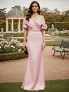 Off the Shoulder Satin Mother of the Bride Dresses with Sleeves