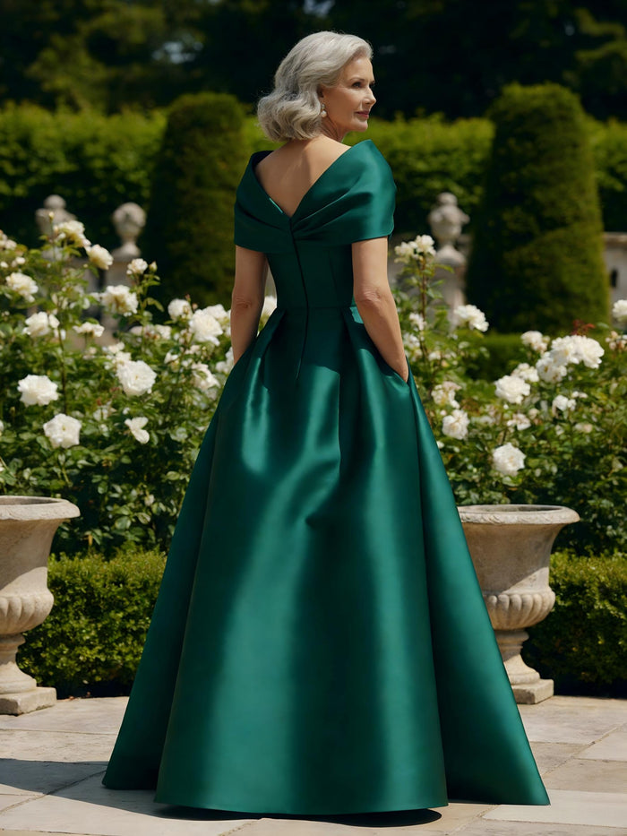 Off the Shoulder Satin A Line Mother of the Bride Dresses
