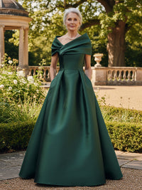 Off the Shoulder Satin A Line Mother of the Bride Dresses