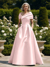 Off the Shoulder Satin A Line Mother of the Bride Dresses