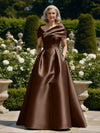 Off the Shoulder Satin A Line Mother of the Bride Dresses
