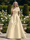 Off the Shoulder Satin A Line Mother of the Bride Dresses