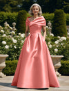Off the Shoulder Satin A Line Mother of the Bride Dresses