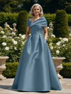 Off the Shoulder Satin A Line Mother of the Bride Dresses