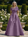 Off the Shoulder Satin A Line Mother of the Bride Dresses