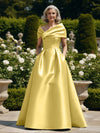 Off the Shoulder Satin A Line Mother of the Bride Dresses