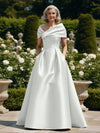 Off the Shoulder Satin A Line Mother of the Bride Dresses