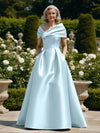 Off the Shoulder Satin A Line Mother of the Bride Dresses
