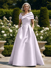 Off the Shoulder Satin A Line Mother of the Bride Dresses