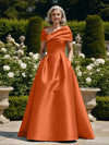 Off the Shoulder Satin A Line Mother of the Bride Dresses