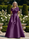 Off the Shoulder Satin A Line Mother of the Bride Dresses