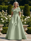 Off the Shoulder Satin A Line Mother of the Bride Dresses