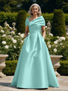 Off the Shoulder Satin A Line Mother of the Bride Dresses