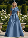 Off the Shoulder Satin A Line Mother of the Bride Dresses