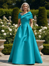 Off the Shoulder Satin A Line Mother of the Bride Dresses
