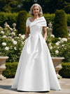 Off the Shoulder Satin A Line Mother of the Bride Dresses