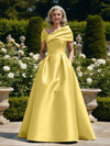 Off the Shoulder Satin A Line Mother of the Bride Dresses