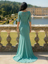 Half Sleeves V Neck Mother of the Bride Dresses with Lace Appliques