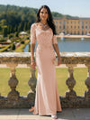 Half Sleeves V Neck Mother of the Bride Dresses with Lace Appliques