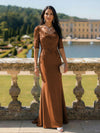 Half Sleeves V Neck Mother of the Bride Dresses with Lace Appliques