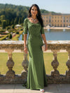 Half Sleeves V Neck Mother of the Bride Dresses with Lace Appliques