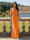 Half Sleeves V Neck Mother of the Bride Dresses with Lace Appliques