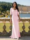 Half Sleeves V Neck Mother of the Bride Dresses with Lace Appliques