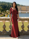 Half Sleeves V Neck Mother of the Bride Dresses with Lace Appliques