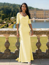 Half Sleeves V Neck Mother of the Bride Dresses with Lace Appliques