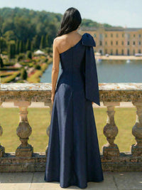 One Shoulder Lace Appliques Mother of the Bride Dresses with Bow