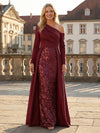 One Shoulder Satin Mother of the Bride Dresses with Sleeves