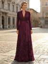 V Neck Satin Mother of the Bride Dresses with Lace Appliques