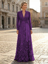 V Neck Satin Mother of the Bride Dresses with Lace Appliques
