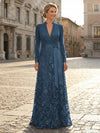 V Neck Satin Mother of the Bride Dresses with Lace Appliques