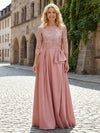 Round Neck Satin Mother of the Bride Dresses with Sleeves