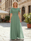 Chiffon Short Sleeves A Line Dress with Lace Beads for Mother of the Bride Dresses