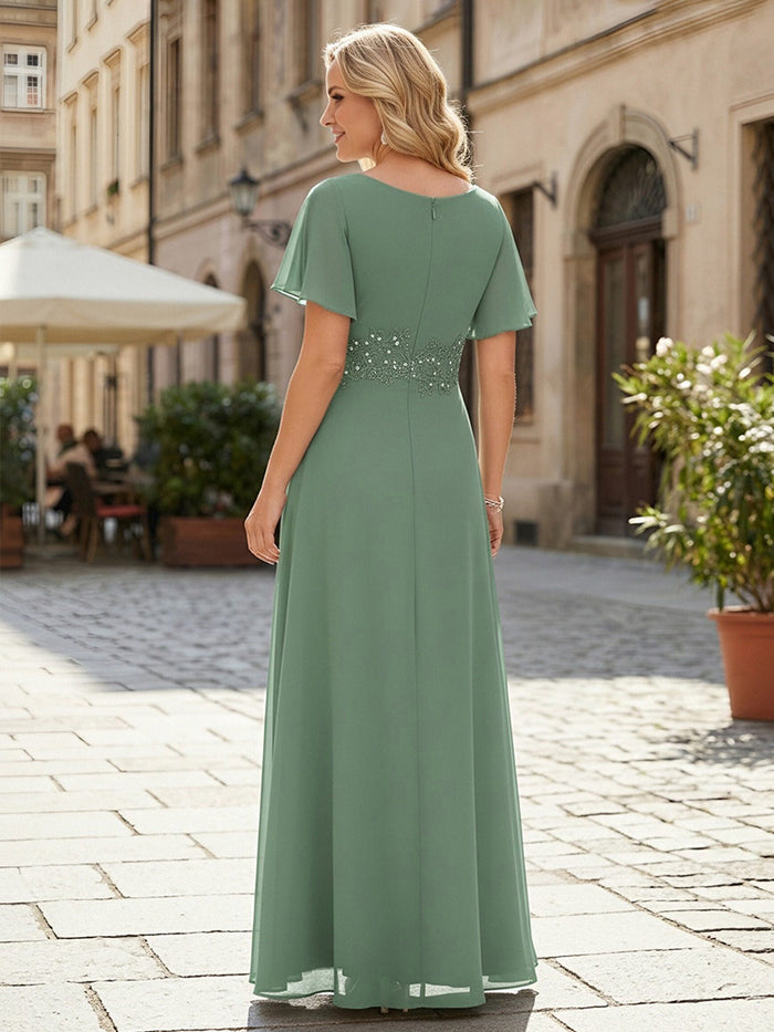 Short Sleeves Chiffon Mother of the Bride Dresses
