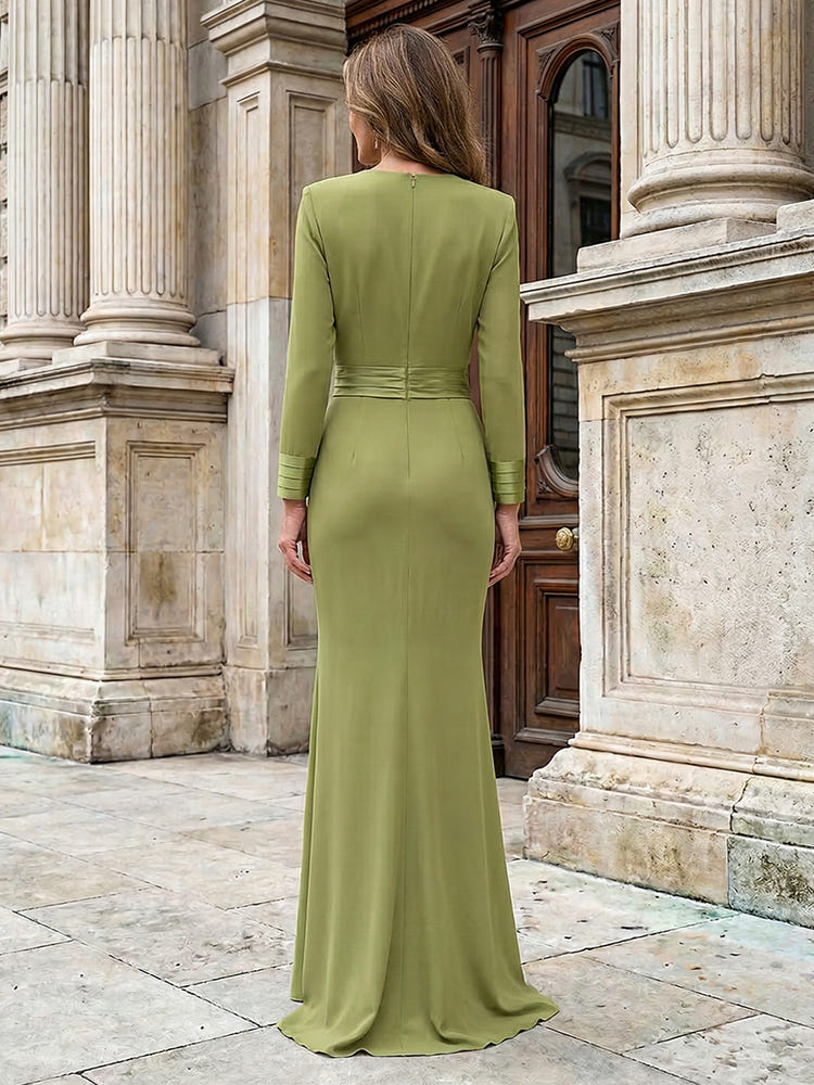 Long Sleeves Satin Mother of the Bride Dresses