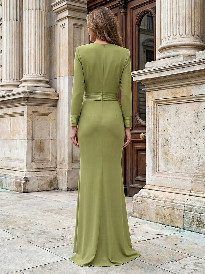 Long Sleeves Satin Mother of the Bride Dresses