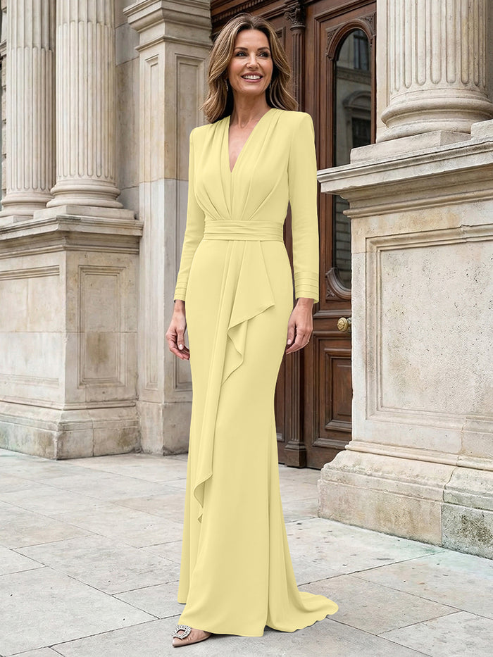 Long Sleeves Satin Mother of the Bride Dresses