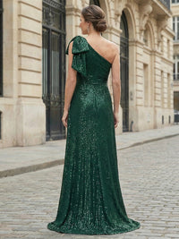 One Shoulder Sequin Mother of the Bride Dresses with Wraps