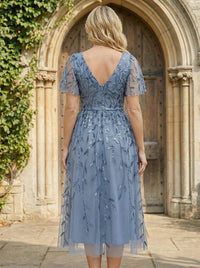 V Neck Glitter Tulle Mother of the Bride Dresses