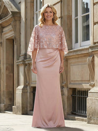 Round Neck Satin Floor Length Mother of the Bride Dresses