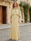 Round Neck Chiffon Floor Length Mother of the Bride Dresses with Caps