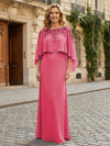 Round Neck Chiffon Floor Length Mother of the Bride Dresses with Caps
